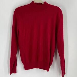 Cable & Gauge 100% Cashmere Red Mock Neck Sweater Women’s Medium READ